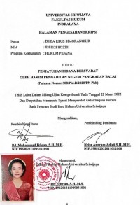 PENJATUHAN PIDANA BERSYARAT OLEH HAKIM PENGADILAN NEGERI PANGKALAN BALAI (Putusan Nomor 308/Pid.B/2020/PN Pkb)