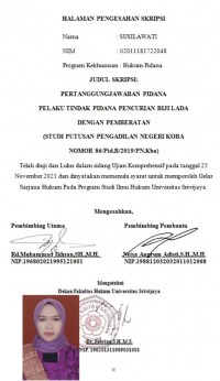 PERTANGGUNGJAWABAN PIDANA PELAKU TINDAK PIDANA PENCURIAN BIJI LADA DENGAN PEMBERATAN (STUDI PUTUSAN PENGADILAN NEGERI KOBA NOMOR 86/Pid.B/2019/PN.Kba)