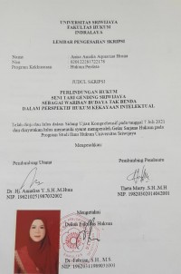 PERLINDUNGAN HUKUM SENI TARI GENDING SRIWIJAYA SEBAGAI WARISAN BUDAYA TAK BENDA DALAM PERSPEKTIF HUKUM KEKAYAAN INTELEKTUAL