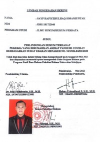 PERLINDUNGAN HUKUM TERHADAP PEKERJA YANG DIRUMAHKAN AKIBAT PANDEMI COVID-19 BERDASARKAN SURAT EDARAN MENAKER NO. M/3/HK.04/III/2020