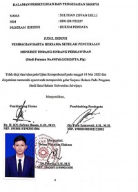 PEMBAGIAN HARTA BERSAMA SETELAH PENCERAIAN MENURUT UNDANG-UNDANG PERKAWINAN (Studi Putusan No.49/Pdt.G/2015/PTA.Plg)