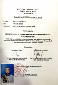 EKSEKUSI PESAWAT UDARA SEBAGAI OBJEK JAMINAN  MENURUT HUKUM INDONESIA